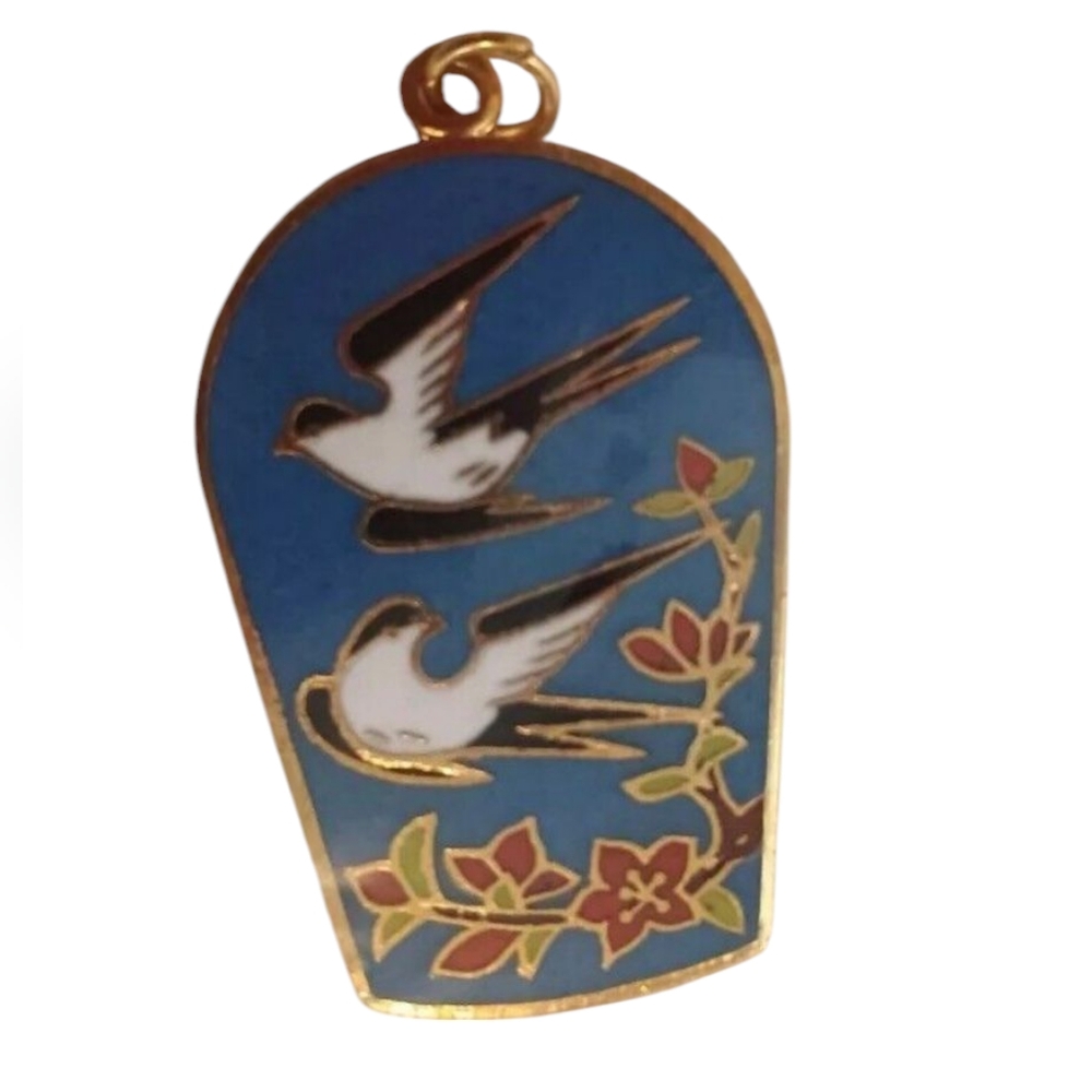Vintage Cloisonne Enamel Bird Pendant